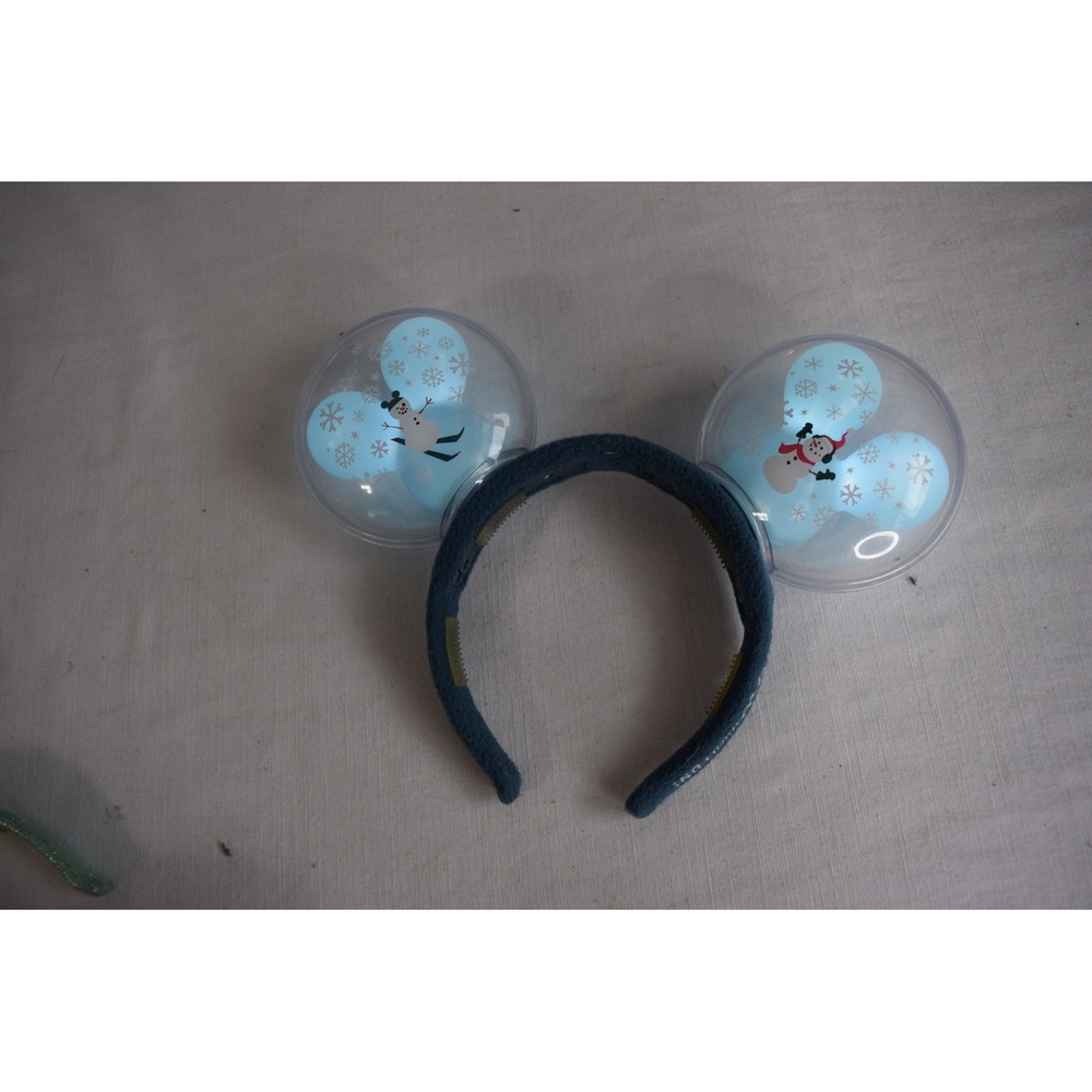 Disney Mickey Ears Headband Balloon Snowman Snow Winter Theme Blue Kids - Picture 4 of 4